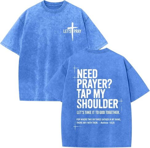 BINTEHGS Mens Christian T Shirts Need Prayer Tap My Shoulder Shirt Jesus Faith Oversized Graphic Tees God Acid Wash Tshirt in Saudi Arabia