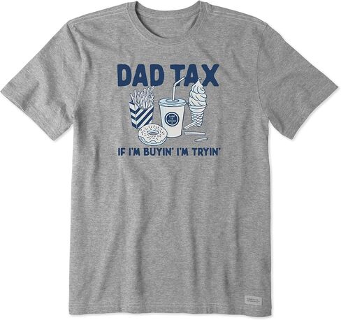تي شيرت Life is Good للرجال لعيد الأب Crusher-Lite، تي شيرتات قطنية بأكمام قصيرة، Dad Tax، Heather Gray، L in Kuwait