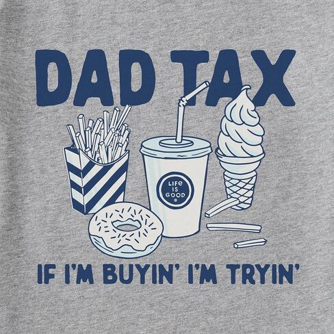 تي شيرت Life is Good للرجال لعيد الأب Crusher-Lite، تي شيرتات قطنية بأكمام قصيرة، Dad Tax، Heather Gray، L in Kuwait
