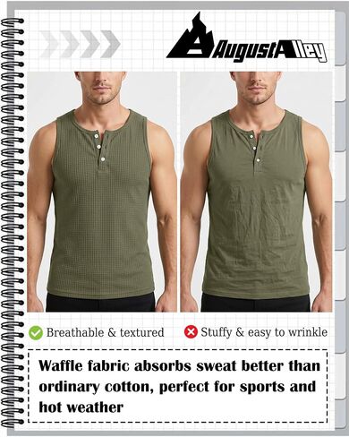 August Alley 3 Pack Men's Sleeveless Tank Tops Henley Shirts Waffle Knit Muscle Shirts Button Casual Summer Tees in Saudi Arabia