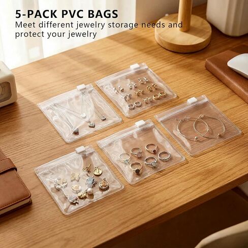 Small Jewelry Travel Organizer - 6 Layer Soft Jewelry Pouch for Bracelets, Necklaces & Rings, Pefect Trip Gift for Women in Kuwait