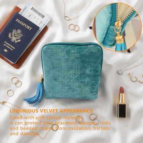 Small Jewelry Travel Organizer - 6 Layer Soft Jewelry Pouch for Bracelets, Necklaces & Rings, Pefect Trip Gift for Women in Kuwait