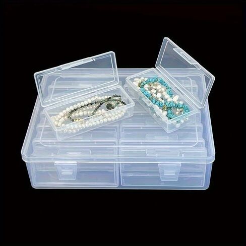 Transparent Portable Storage Box, Multifunctional Handicraft Organizer, Suitable for Jewelry Necklaces Rings, DIY Handmade Rice Beads Finishing Container, Organizer Supplies, Jewelry Chests in Kuwait