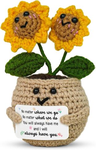 OASSIE Best Friend Birthday Gifts for Women - Friends Bundle, Emotional Support Crochet Sunflower & 4"x4" Ceramic Jewelry Dish Tray - Long Distance Friendship Gifts for Friends Women Bestie BFF Sister in Saudi Arabia