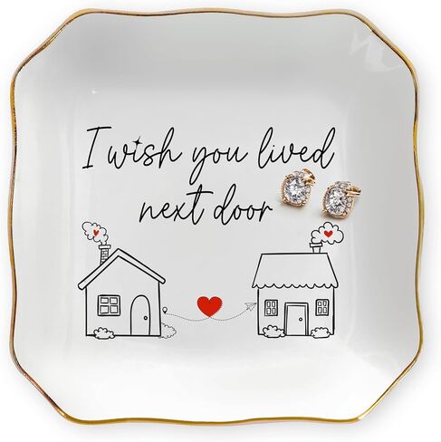 OASSIE Best Friend Birthday Gifts for Women - Friends Bundle, Emotional Support Crochet Sunflower & 4"x4" Ceramic Jewelry Dish Tray - Long Distance Friendship Gifts for Friends Women Bestie BFF Sister in Saudi Arabia