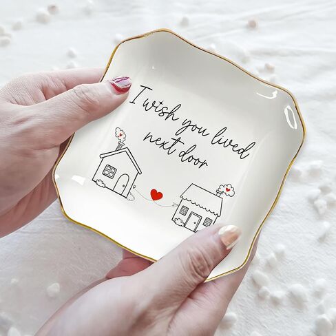OASSIE Best Friend Birthday Gifts for Women - Friends Bundle, Emotional Support Crochet Sunflower & 4"x4" Ceramic Jewelry Dish Tray - Long Distance Friendship Gifts for Friends Women Bestie BFF Sister in Saudi Arabia