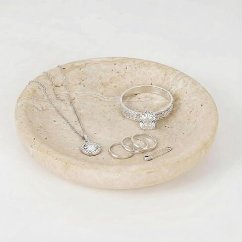 Marubhumi Natural Stone Jewelry Dish – Hand-Carved Travertine Catch-All Tray for Rings, Earrings & Small Essentials in Saudi Arabia