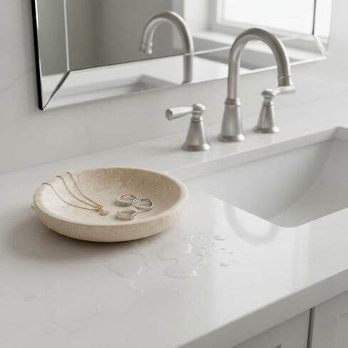 Marubhumi Natural Stone Jewelry Dish – Hand-Carved Travertine Catch-All Tray for Rings, Earrings & Small Essentials in Saudi Arabia