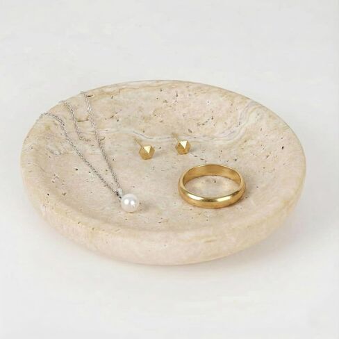 Marubhumi Natural Stone Jewelry Dish – Hand-Carved Travertine Catch-All Tray for Rings, Earrings & Small Essentials in Saudi Arabia