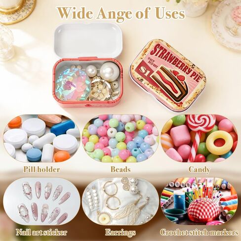 16 Pcs Mini Dessert Tin Trinket, Mini Tin Coin Box with Lids, Rectangle Trinket Tinplate Container, Jewelry Organizer Storage Box Decorative for Pills, Candies, Earrings 2.16x1.57x0.98 Inch in Saudi Arabia