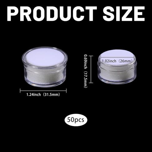 CHGCRAFT 50 Pcs Mini Round Stone Box Small Loose Diamond Gemstone Display Case with Clear Top Lids and Sponge, White, 1.2×0.7 Inch in Kuwait