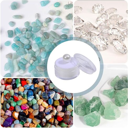 CHGCRAFT 50 Pcs Mini Round Stone Box Small Loose Diamond Gemstone Display Case with Clear Top Lids and Sponge, White, 1.2×0.7 Inch in Kuwait