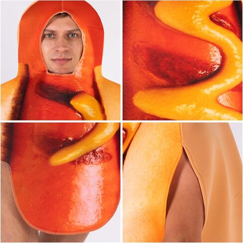 Hot Dog Costume for Adults Funny Food Outfit with Sausage Glasses for Halloween Fancy Dress Costumes Cosplay Party in Saudi Arabia