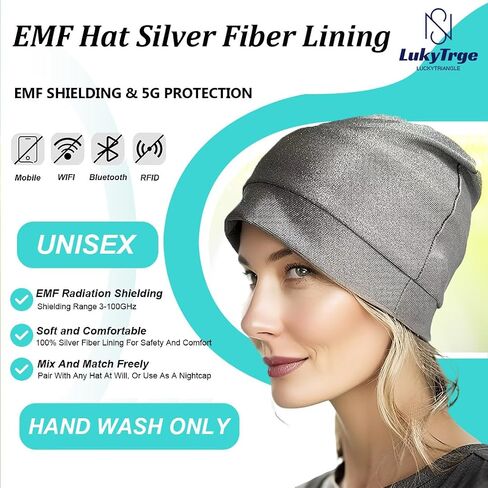 EMF Blocker Hat,Unisex Faraday Hat,Fabric Silver Liner Freely Match Any Beanie,Blocks 99.9% EMF,5G,WiFi,Radiation Protection Cap in Saudi Arabia