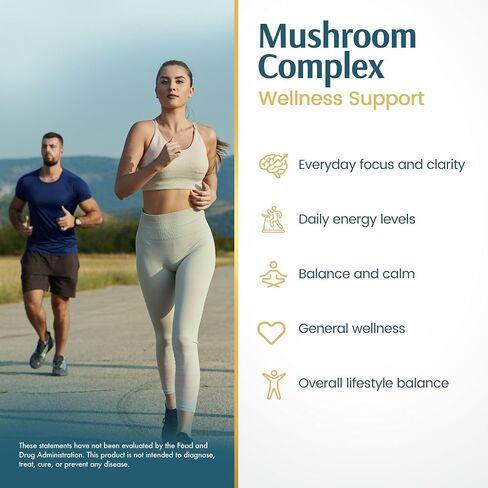 Vykee Nutrition Mushroom Complex – Lion’s Mane, Reishi & Cordyceps | Brain Supplement for Memory & Focus, Immune Support | Vegan, Non-GMO, Gluten-Free | 1,400 mg, 120 Count in Saudi Arabia
