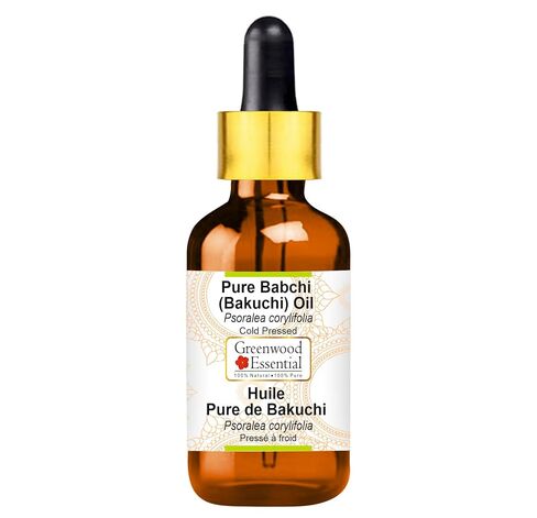 Greenwood Essential Babchi (Bakuchi) Oil (Psoralea corylifolia) with Glass Dropper | Cold Pressed | Natural | Undiluted | For Diluting Essential Oils | For Skin & Massage | Unisex | 50ml (1.69 oz) in Kuwait