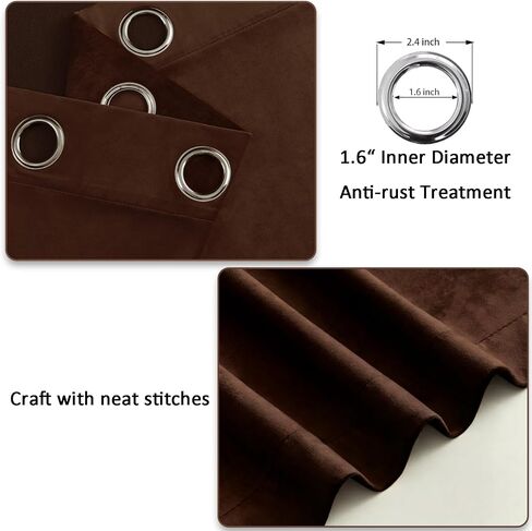 Timeper Dark Brown Velvet Blackout Curtains 84 Inches Long Grommet Top 2 Panels Set Thermal Insulated Privacy Window Drapes for Living Room, Playroom, Guestroom, W52 x L84 inches in Saudi Arabia