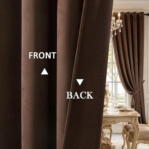 Timeper Dark Brown Velvet Blackout Curtains 84 Inches Long Grommet Top 2 Panels Set Thermal Insulated Privacy Window Drapes for Living Room, Playroom, Guestroom, W52 x L84 inches in Saudi Arabia