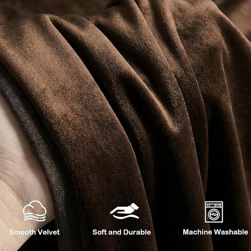 Timeper Dark Brown Velvet Blackout Curtains 84 Inches Long Grommet Top 2 Panels Set Thermal Insulated Privacy Window Drapes for Living Room, Playroom, Guestroom, W52 x L84 inches in Saudi Arabia