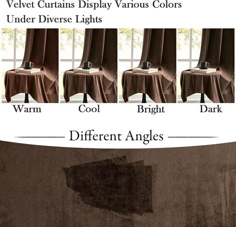 Timeper Dark Brown Velvet Blackout Curtains 84 Inches Long Grommet Top 2 Panels Set Thermal Insulated Privacy Window Drapes for Living Room, Playroom, Guestroom, W52 x L84 inches in Saudi Arabia