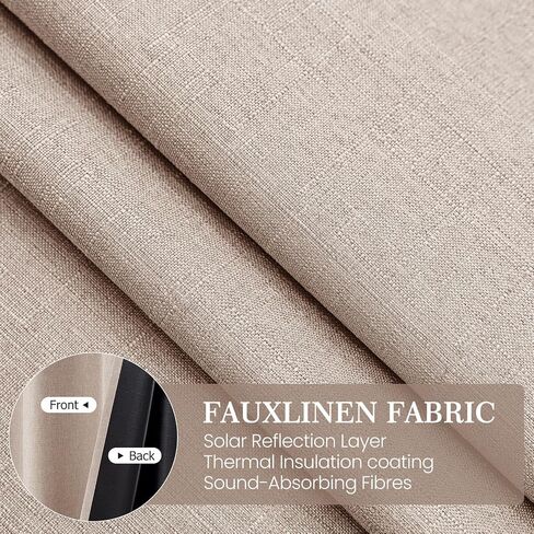 Faux Linen 100% Blackout Curtains for Bedroom,Blackout Curtains 84 inch Long for Living Room Grommet Drapes Insulated Thermal Light Blocking Bedroom,2 Panels,52" W x 84" L,Light Coffee in Saudi Arabia