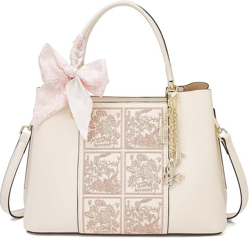 FOXLOVER Leather Tote Handbags for Women Embroidery Top-handle Bags Crossbody Purses with Fox Head Brand Pendant in Saudi Arabia