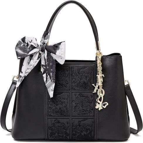 FOXLOVER Leather Tote Handbags for Women Embroidery Top-handle Bags Crossbody Purses with Fox Head Brand Pendant in Saudi Arabia
