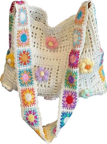 Crochet Tote Bag, Knit Shoulder Purse for Beach Travel and Daily Use in Kuwait