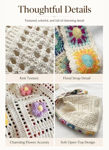 Crochet Tote Bag, Knit Shoulder Purse for Beach Travel and Daily Use in Kuwait