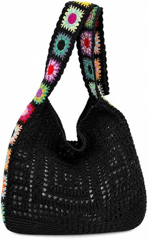 Crochet Tote Bag, Knit Shoulder Purse for Beach Travel and Daily Use in Kuwait