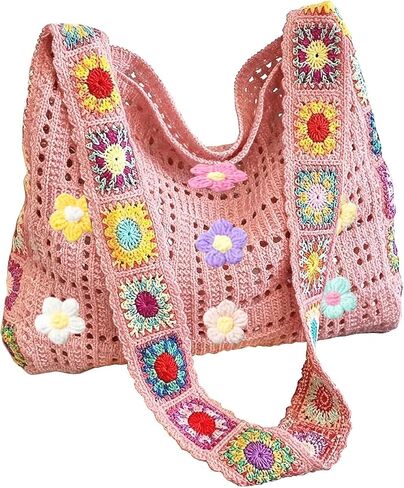 Crochet Tote Bag, Knit Shoulder Purse for Beach Travel and Daily Use in Kuwait