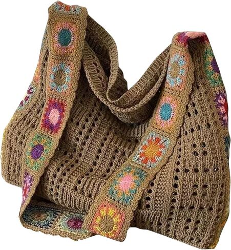 Crochet Tote Bag, Knit Shoulder Purse for Beach Travel and Daily Use in Kuwait