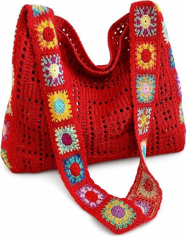 Crochet Tote Bag, Knit Shoulder Purse for Beach Travel and Daily Use in Kuwait