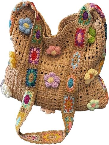 Crochet Tote Bag, Knit Shoulder Purse for Beach Travel and Daily Use in Kuwait