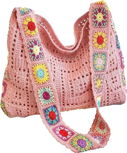 Crochet Tote Bag, Knit Shoulder Purse for Beach Travel and Daily Use in Kuwait
