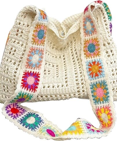 Crochet Tote Bag, Knit Shoulder Purse for Beach Travel and Daily Use in Kuwait