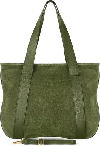 Italian Genuine Suede Leather Tote for Women with Secure Zipper & Adjustable Strap | Large City Shoulder Carryall in Saudi Arabia