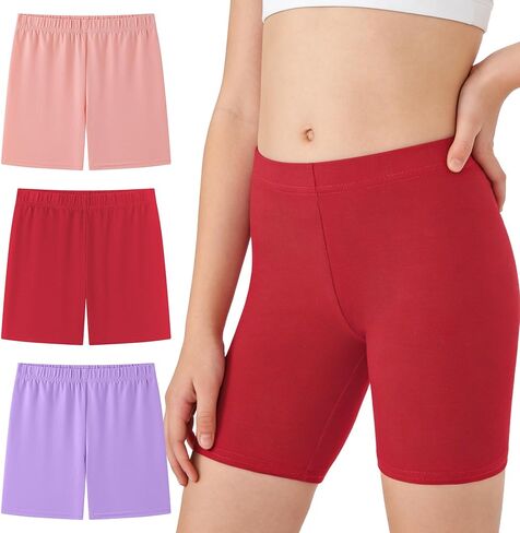 DIPUG Girls Biker Shorts 3 Pack Cotton Bike Shorts for Under Dress Dance in Saudi Arabia