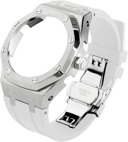 GA2100 Mod Kit Stainless Steel Watch Case with Rubber - Compatible with GA-2100/GA-2110/GA-B2100/GM-2100 Series - Watch Part Replacement in Saudi Arabia