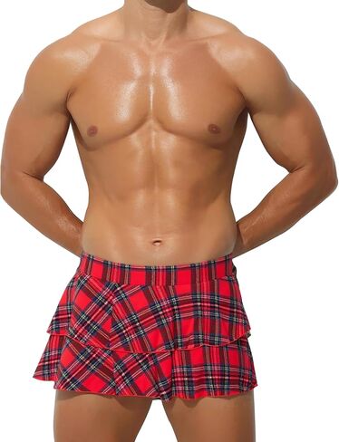 Men's Mini Plaid Skirt, Sissy Ruffled Crossdressing Skirts Sexy Costume Outfit for Schoolgirl Cosplay in Saudi Arabia