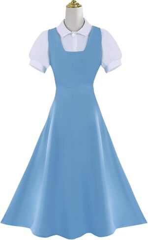 Yejue Women Cosplay Dress Blue Suspender Skirt with Shirt Set for Casual Role Play School Party in Saudi Arabia