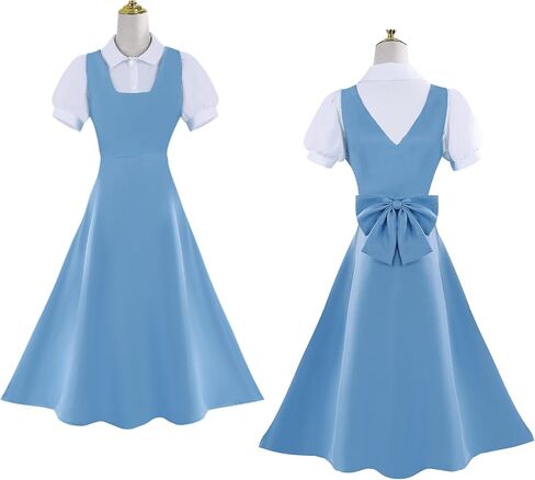 Yejue Women Cosplay Dress Blue Suspender Skirt with Shirt Set for Casual Role Play School Party in Saudi Arabia
