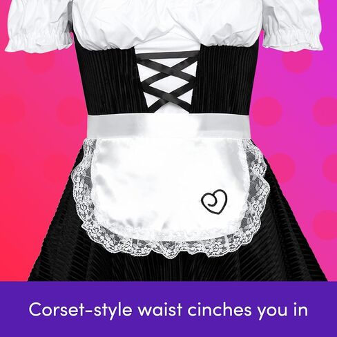 Lovehoney French Maid Costume | Adult Maid Outfit with Apron | Plus Size Black Dress | Lingerie for Women | Size 4-18 in Saudi Arabia