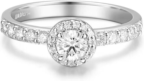 Agvana Halo من التفاني 0.64-1.43 CT. TW. خاتم خطوبة مختبر هالة الماس في الفضة الاسترليني (0.3-1 قيراط حجر) in Kuwait