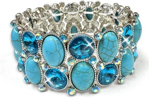 Jacqueline Kent Lagoon Kiss Turquoise Stretch Cuff Bracelet - JKB448.SITU in Saudi Arabia