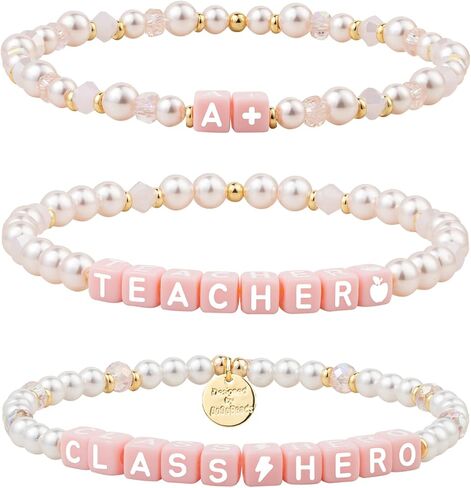 DoDoBeads 3pcs Teacher Bracelets for Women and Men, Beaded Teachers Bracelet, Teacher Appreciation Gifts with Gift Box in Saudi Arabia