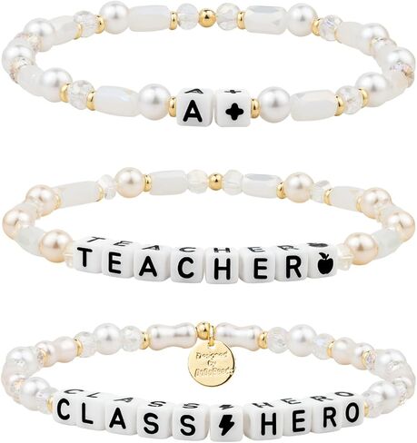 DoDoBeads 3pcs Teacher Bracelets for Women and Men, Beaded Teachers Bracelet, Teacher Appreciation Gifts with Gift Box in Saudi Arabia