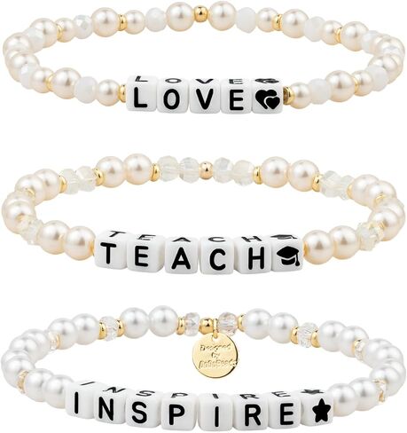 DoDoBeads 3pcs Teacher Bracelets for Women and Men, Beaded Teachers Bracelet, Teacher Appreciation Gifts with Gift Box in Saudi Arabia