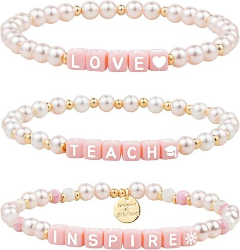 DoDoBeads 3pcs Teacher Bracelets for Women and Men, Beaded Teachers Bracelet, Teacher Appreciation Gifts with Gift Box in Saudi Arabia