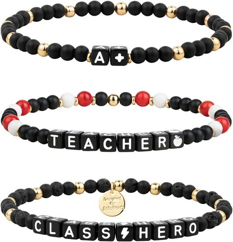 DoDoBeads 3pcs Teacher Bracelets for Women and Men, Beaded Teachers Bracelet, Teacher Appreciation Gifts with Gift Box in Saudi Arabia